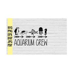 Aquarium crew matching shirts svg png eps dxf jpg pdf/aquarium svg png/penguin jellyfish fish seahorse turtle svg png/fi