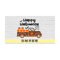 Happy halloween vintage truck svg png eps dxf pdf/Happy halloween vintage truck spider web pumpkin fall bats svg png /ha
