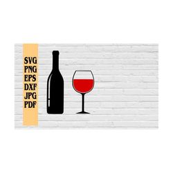wine glass & bottle svg png eps dxf jpg pdf/red wine svg/wino svg/wine bottle svg/wine svg/glass svg/alcohol svg/wine gl