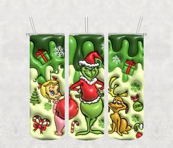 Grinch Christmas Tumbler Png, 3D Tumbler Wrap, Straight Tumbler PNG Design 20oz/ 30oz Tumbler PNG File instant download