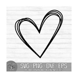Hand Drawn Heart, Doodle Heart, Scribble Heart - Instant Digital Download - svg, png, dxf, and eps files included!