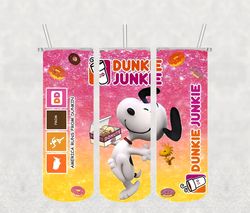 Snoopy Dunkie Junkie Png, 3D Tumbler Wrap, Straight Tumbler PNG Design 20oz/ 30oz Tumbler PNG File instant download