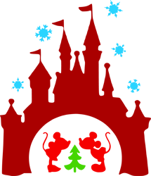 Disney Christmas Png, Mickey & Minnie Mouse, Disneyland Castle Silhouette, Winter with Snowflakes, Cut files for Cricut