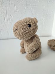 Plush funny kapibara toy. Cute beige kapibara stuffed animal. Back to school, Christmas, bithday gift