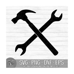 Crossed Hammer And Wrench - Instant Digital Download - svg, png, dxf, and eps files included!