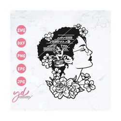 Afro Book Lover Svg | Afro Reading a Book Svg | Bookworm Svg | Library Svg | Floral Afro Woman Svg | Black Afro Woman Sv