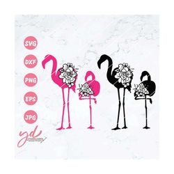 Floral Flamingo Svg | Flamingo Svg | Flamingo with Flowers Svg | Summer Svg | Flamingo Cut Files | Two Flamingos | Flami