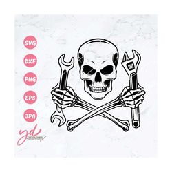 Skull Mechanic Svg | Mechanic Svg | Mechanic Shirt | Mechanic Logo | Wrenches Svg | Mechanic Skull | Skull Svg | Cut Fil