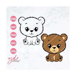 Baby Bear Svg | Bear Sitting Svg | Woodland Animals | Teddy Bear Svg | Cute Bear Svg | Bear Svg | Cute Svg | Baby Birthd