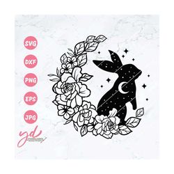 Easter Bunny Svg | Floral Bunny Svg | Spring svg | Happy Easter Svg | Floral Crown Svg | Bunny With Flowers Svg | Rabbit