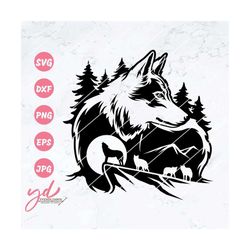 Wolf svg | Howling Wolf SVG File | Wolf Howling to the Moon | Mountain Wolf svg | Wolf Pack svg | Wolf Cliparts | Cricut