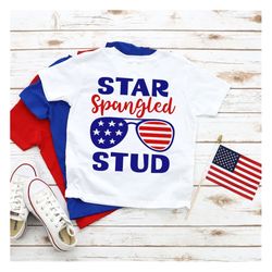 4th of July Shirt Toddler Boy Fourth of July Outfit, Funny July 4th Shirt Baby Boy STAR SPANGLED STUD