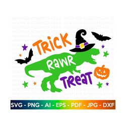 Trick Rawr Treat SVG, Dinosaur SVG, Halloween Quote SVG, T-Rex with Pumpkin Svg, Kids Svg, Halloween Costume Svg,Cricut