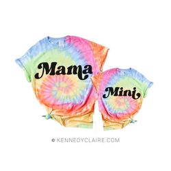 Retro Mommy and Me Outfits, Mom Gift from Daughter, Mama and Mini Shirts, Tie Dye t Shirts, Mother Daughter Tshirts