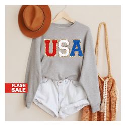 Chenille Patch 4th of July Shirt for Women, Fourth of July Shirt, USA Shirt 4th of July Outfit Independence Day Shirts