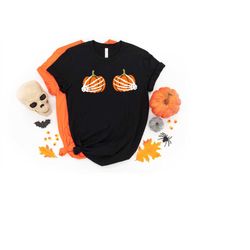 Pumpkin Boobies Shirt, Funny Halloween Shirt, Skeleton Hands Shirt, Thanksgiving Boobies Shirt, Thanksgiving Shirt