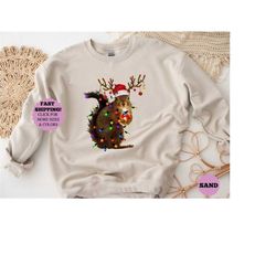 christmas squirrel lights shirt, christmas shirt, funny christmas shirt, christmas gift shirt, christmas gift for her