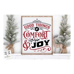 Good tidings of comfort and joy svg, Farmhouse Christmas svg, Farmhouse Poster Christmas svg, Vintage Christmas svg,  fa