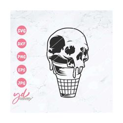 Ice Cream Skull Svg Png | Summer Svg | Skull Svg | Ice Cream Svg | Scream Summer Svg | Skull Ice Scream Svg Png Vector C