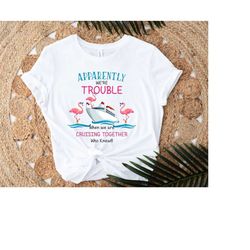 Apparently We're Trouble When We Are Cruising Together Who Knew T-shirt, Flamingo Traveling Sweatshirt, Boating Shirt,Cr