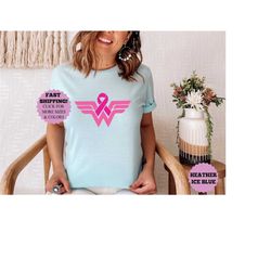 Cancer Ribbon Wonder Women Shirt, Breast Cancer Shirt, Cancer Fighter Tee, Cancer Awareness Shirt, Strong Women Tee, Mot