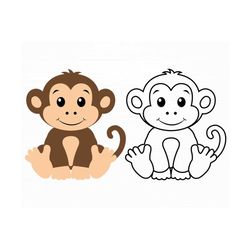 Baby Monkey Svg Jungle Animal Svg Monkey Svg Cute Monkey Svg Animal Svg Sweet Baby Monkey Svg File for Cricut Cute Anima