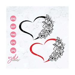 Floral Heart Svg | Heart With Flowers Svg | Flowers Svg | Floral Svg | Heart Svg | Wreath Svg | Love Svg | Valentine Svg