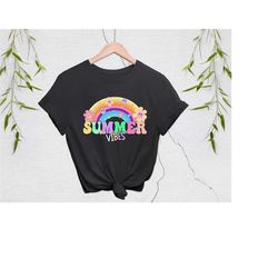 Daisy Rainbow Summer Vibes Shirt, Summer Shirt, Vacation Shirt, Summer Vacation Tee, Fun Summer Shirt, Summer Tee, Beach