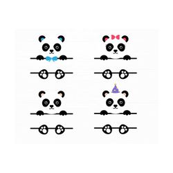 Panda Monogram Svg Cute Panda Svg Panda Face Svg Panda Svg Files Cut File Silhouette Panda Split Monogram Frame Digital