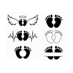 baby footprint svg bundle baby angel svg heart beat svg baby footprint monogram baby svg files for cricut silhouette dig