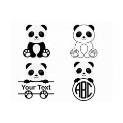 Panda Svg Baby Panda Split Circle Monogram Svg Panda Name Label Svg Animal Svg Cute Panda Svg Panda Cut File Baby Animal