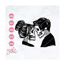 Skull Lovers Svg | Dead Skeleton Love Svg | Skeleton Romance Svg | Skeletons in Love | Gothic Heart Decal Shirt Graphics