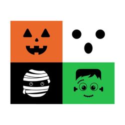 Halloween Faces Svg Bundle Pumpkin Mummy Ghost Frankenstein Svg Halloween Faces Cut File Silhouette Halloween Clipart Di