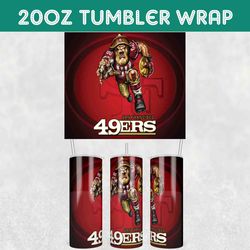 Mascot Ferocious 49ers Tumbler Wrap, Mascot San Francisco 49ers Tumbler Wrap, Football Mascot Tumbler Wrap, NFL Tumbler