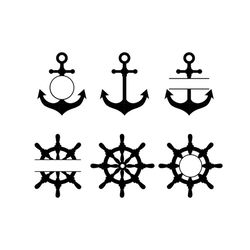 Anchor Ships Wheel SVG Bundle Anchor Ships Wheel Monogram Anchor Silhouette Ships Wheel Png Svg Files for Cricut Digital