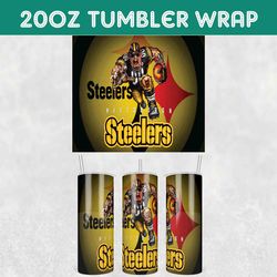 Mascot Steamroller Steelers Tumbler Wrap, Mascot Pittsburgh Steelers Tumbler Wrap, Football Mascot Tumbler Wrap, NFL