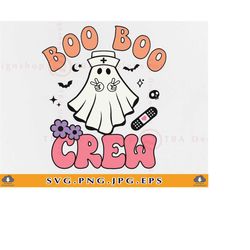 Halloween Nurse SVG, Boo Boo Crew SVG, Funny Nurse Halloween Shirt SVG, Halloween Gifts Svg, Retro Halloween, Cut Files