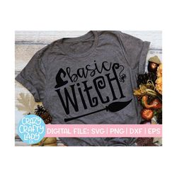 Basic Witch SVG, Halloween Cut File, Women's Shirt Design, Funny Fall Saying, Autumn, Party Decor Quote, dxf eps png, Si