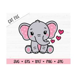 baby elephant svg cute elephant girl cut file sweet elephant baby shower girl shirt baby bodysuit kawaii animal silhouet