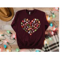 Christmas Shirt, Christmas Heart Shirt, Cute Christmas Shirt, Christmas Candy Shirt, Christmas Gift, Floral Christmas Sh