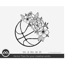 Basketball SVG Ball with Flowers - basketball svg, basketball mom svg, clipart, png, cut file for lovers