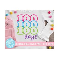 100 Days SVG, 100th Day of School Cut File, Retro Stacked Design, Kid's Saying, Mirror Words Shirt Quote, dxf eps png, S