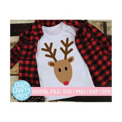 Reindeer SVG, Christmas Cut File, Holiday Clip Art, Kid Shirt Design, Winter Baby Boy, Toddler Girl, Women's, dxf eps pn