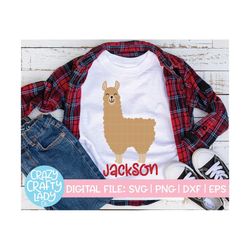 Llama SVG, Animal Cut File, Cute Kid Design, Children's Shirt SVG, Toddler Girl Clip Art, Baby Boy Graphic, dxf eps png