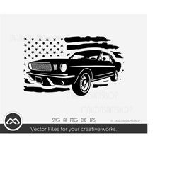 Car SVG American Flag 2 - car svg, vintage car svg, retro car svg, old car svg, sports car svg Digital Files