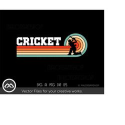 Cricket SVG Retro - cricket svg, sports svg, cut file, silhouette, png for lovers
