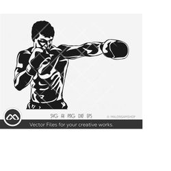 Boxing Fighter Silhouette  SVG, kick boxing svg, boxing clipart, boxer svg, dxf, eps, png for lovers