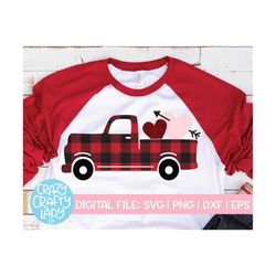 Buffalo Plaid Valentine's Day Truck SVG, Heart Cut File, Cute Kid's Design, Love Clip Art, Women's Winter, dxf eps png,