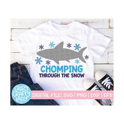 Chomping Through the Snow SVG, Christmas Cut File, Holiday Shark Design, Funny Kid SVG, Winter Baby Design, dxf eps png,