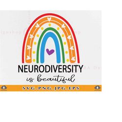 Neurodiversity is beautiful SVG, Rainbow Neurodiversity Shirt SVG, Autism Acceptance Svg, ADHD Svg Quotes Saying, Files